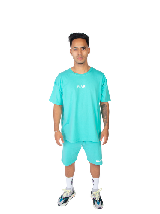 Palm Shorts - Aqua Blue