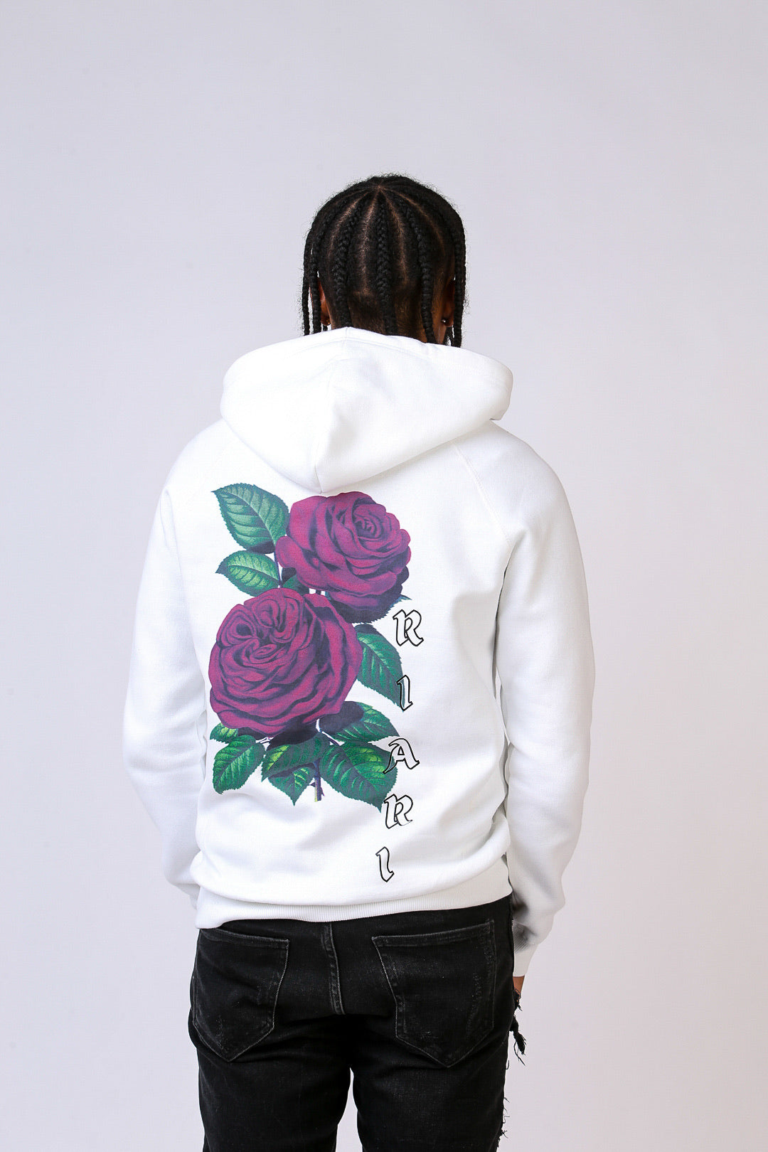 White Rich Rose Fitted Hoodie