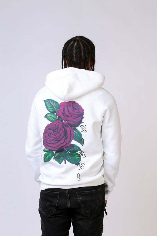 White Rich Rose Fitted Hoodie