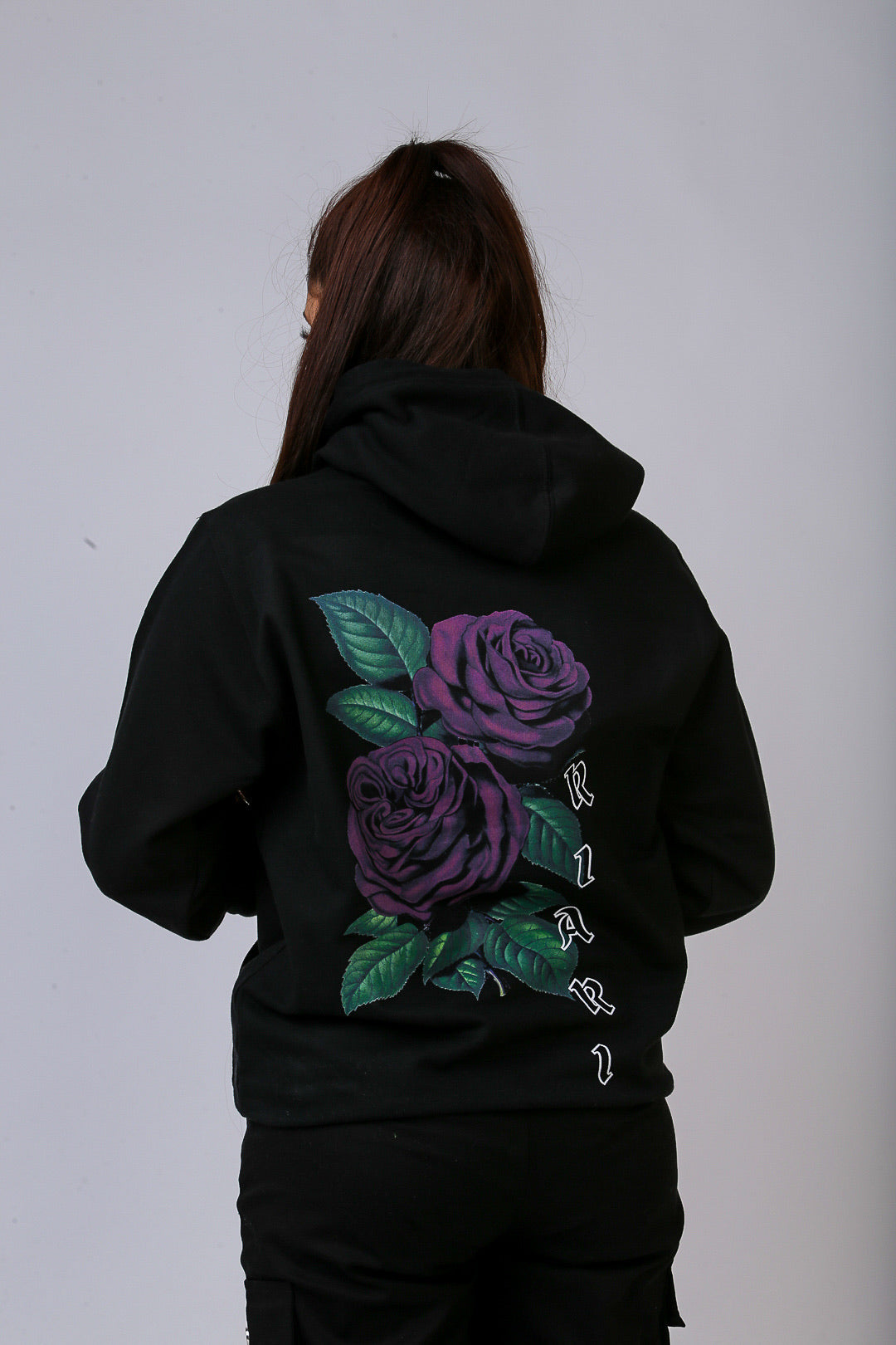 Black Rich Rose Hoodie - Regular Fit