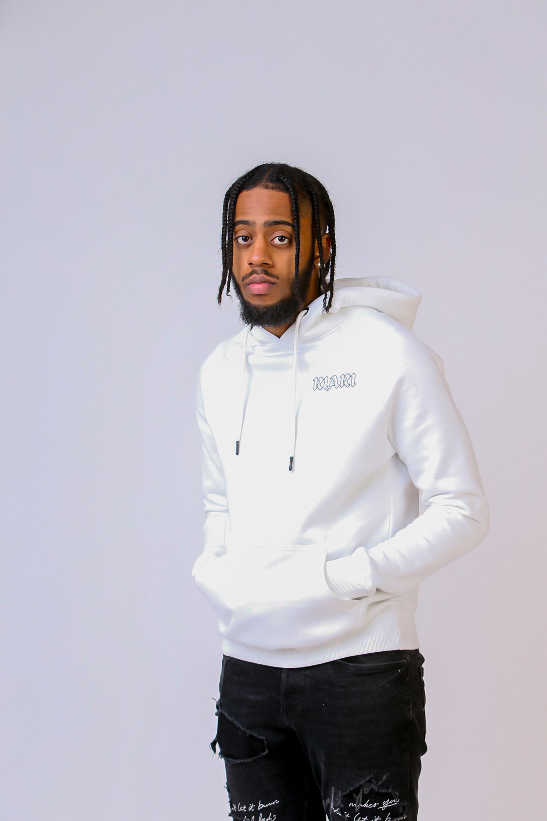 White Rich Rose Fitted Hoodie