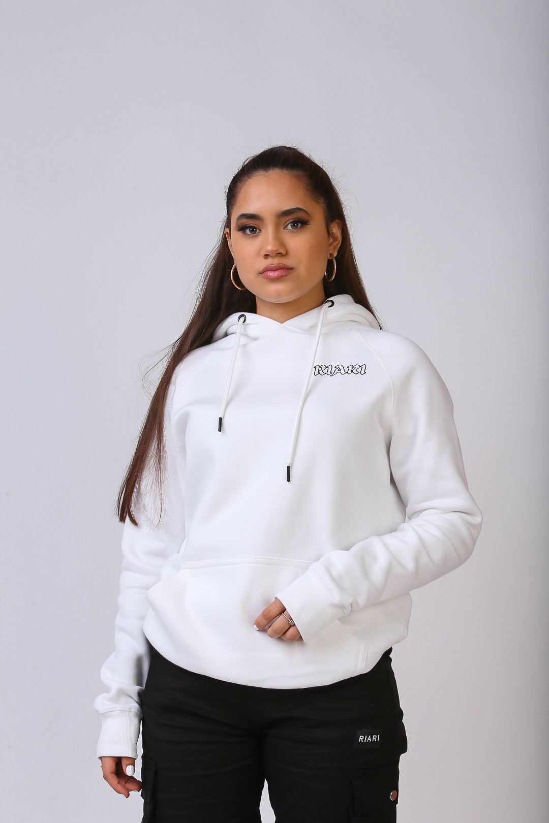 White Rich Rose Fitted Hoodie