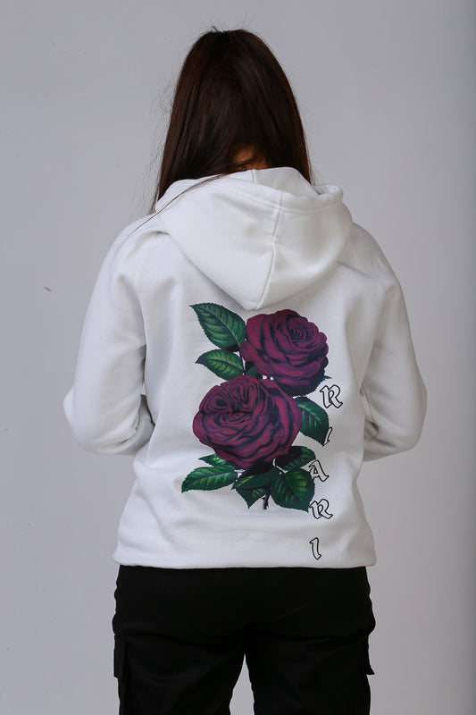 White Rich Rose Fitted Hoodie